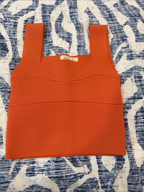 Listicle Tops - Listicle Orange Square-Neck Knit Tank